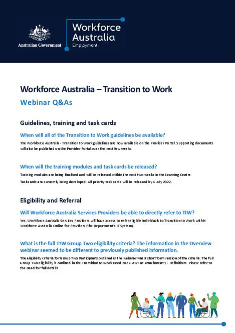 Workforce Australia - Webinar Q&A - 2 And 9 June 2022 - Department Of ...